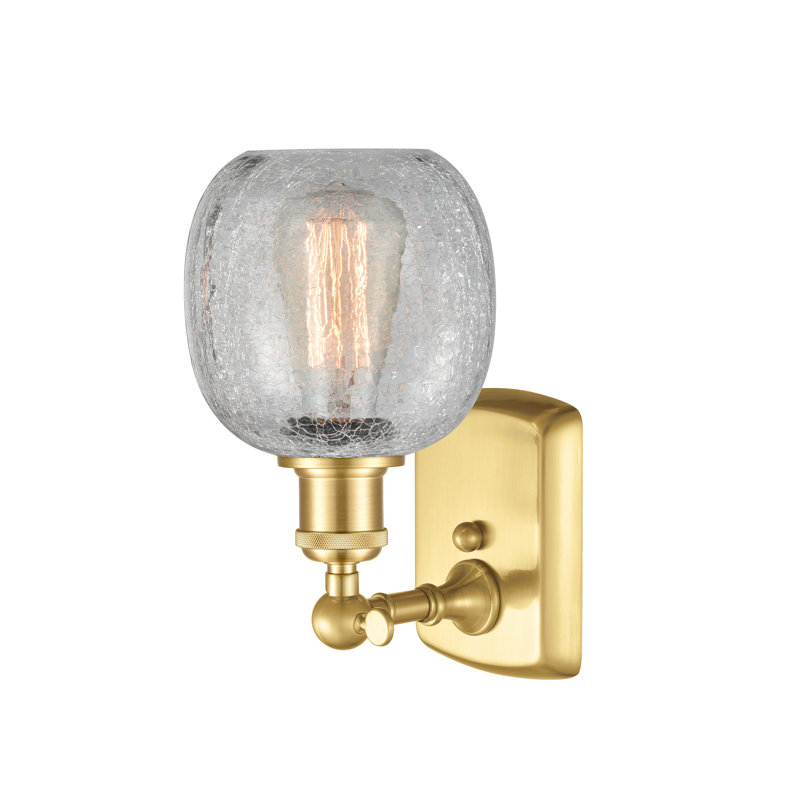 Carlucci Armed Sconce, Clear Crackle, Satin Gold