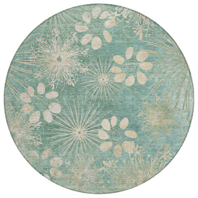 Machine Washable Indoor/Outdoor Kaczor ACN2225 Floral Rug