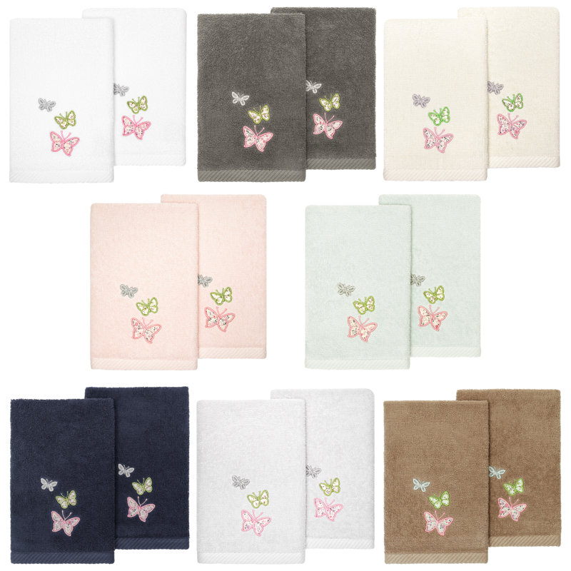  Ensemble de serviettes en coton 2 pièces, Blanc