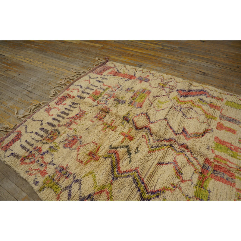 Vintage Mid Century Moroccan Beni Ourain Ivory Tribal Boho Berber Carpet