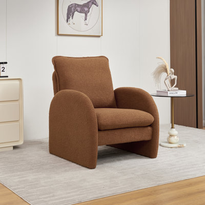 Fauteuil d'appoint rembourré en sherpa moderne, fauteuil de salon robuste et ergonomique, fauteuil de détente confortable pour la chambre à coucher, le bureau, la lecture, les petits espaces, élégant fauteuil d'appoint en molleton avec dossier haut Sherpa, 30