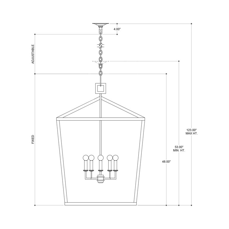 Denison 5 - Light Lantern Geometric Chandelier, Gold