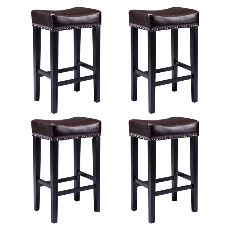 Zacary Counter Height PU Bar Stools, Counter Stool (26” Seat Height), Brown