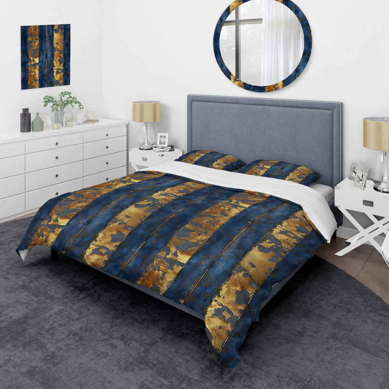 Ensemble de housse de couette transitionnelle à rayures fines bleu royal royal