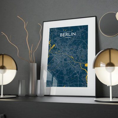 Berlin City Map in Amuse 1 Piece Wall Art