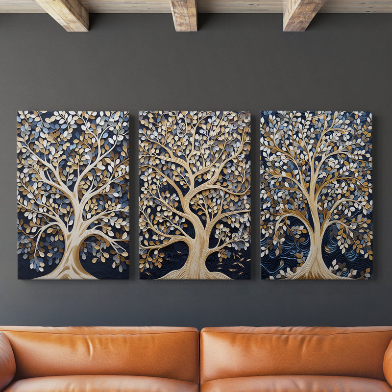 Lanscape Study  Series  XLIX  -Set Of 3 Gallery Wrapped Canvas -Ready to Hang, 27" H x 18" W