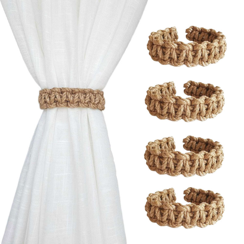 4 Pcs Braided Curtain Tiebacks for Drapes Rustic Curtain Holdbacks Handmade Curtain Ties Backs