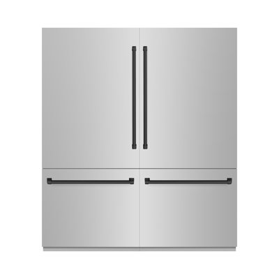 ZLINE Autograph Edition 72 in. 39.6 cu. ft. French Door Built-In Bottom Freezer Refrigerator with Water Dispensers and Ice Makers in Stainless Steel with Graphite Gray Interior and Accents