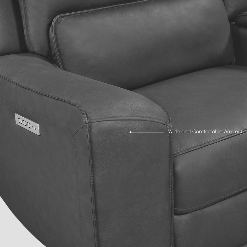 Fauteuil inclinable électrique en cuir véritable avec appui-tête réglable à zéro gravité et port USB intégré