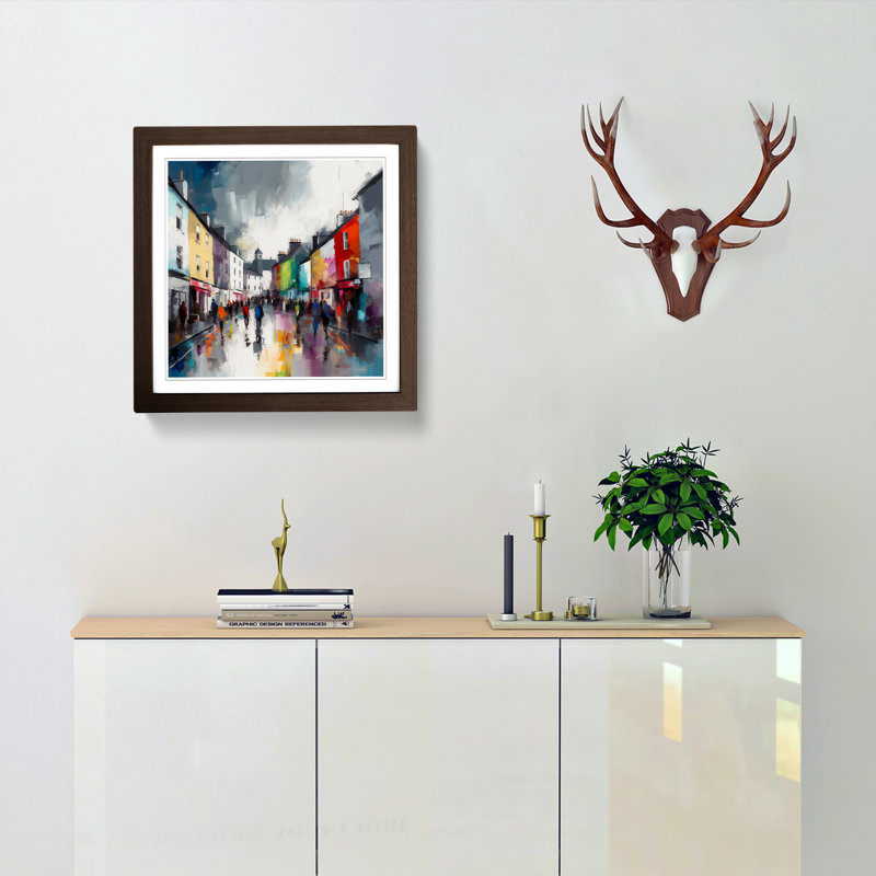 City Of Galway Gestural Art - Framed Print, Walnut