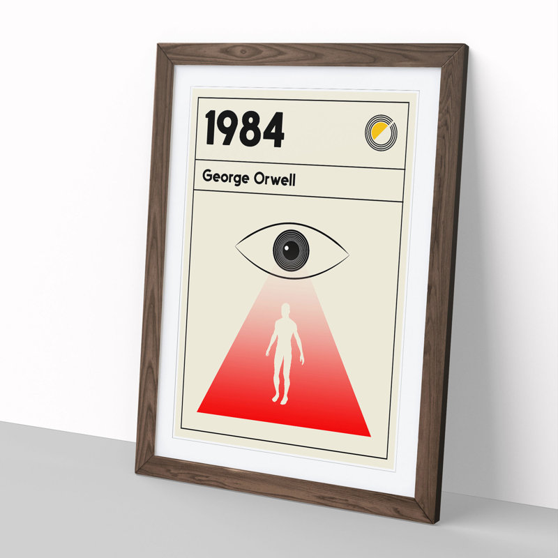 Book Cover 1984 George Orwell - Picture Frame Graphic Art, Walnut, 36cm H x 27cm W x 2cm D