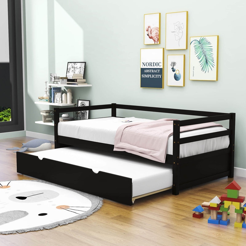 Edricka Twin Size Wooden Daybed with Trundle, Espresso