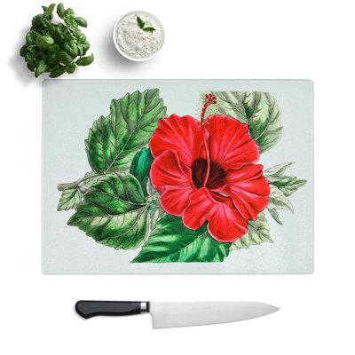 Tempered Glass Chinese Rose Chopping Board