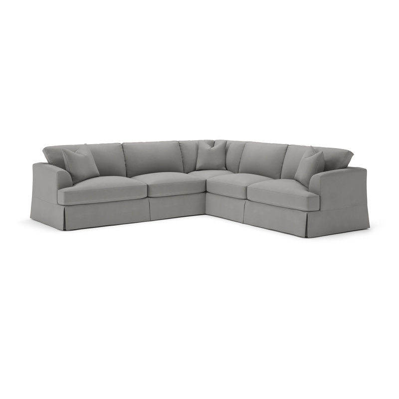 Lucia 4-Piece Slipcovered Sectional, Right Hand Facing, Bayou Light Gray Canvas