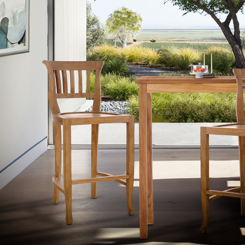 Amsterdam Outdoor Teak Bar Stool, 24"