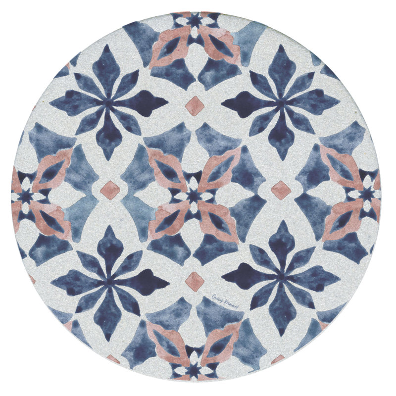 Watercolor Tile Pattern Single Round Sandstone Coaster Create Your Own Set