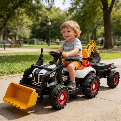 24V Kids Ride-On Tractor With Remote Control, Construction Ride On Car For Kids
