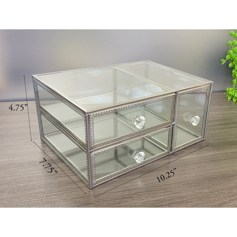 Organisateur de maquillage en verre, Argent