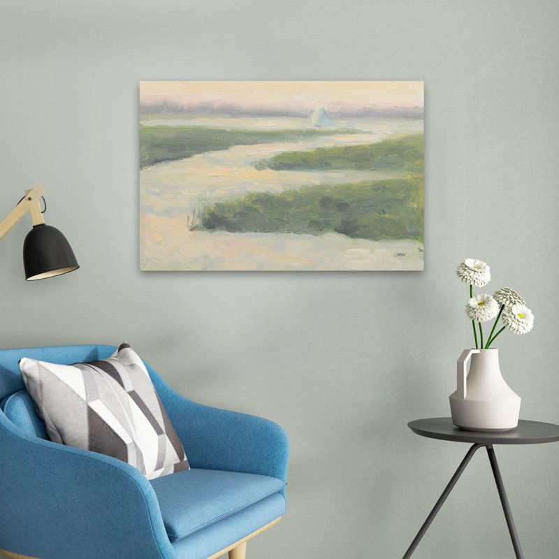 Coucher de soleil, voile, bord de mer, paysage, bateau, bord de mer, H 24 po x l 16 po
