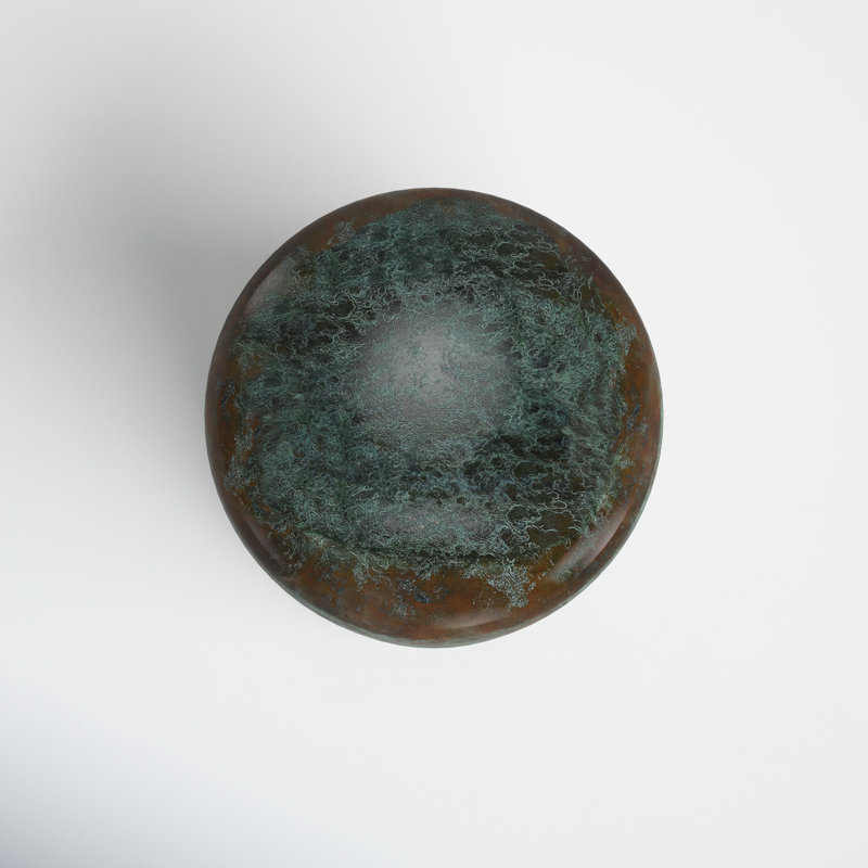 Kiersten Steel Top End Table, Green Patina