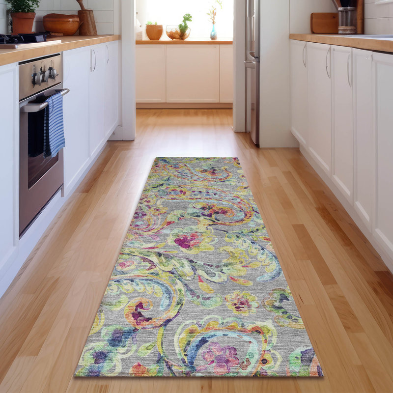Premium Machine Washable Prisco Gray Rug, Runner 2'3" x 7'6"