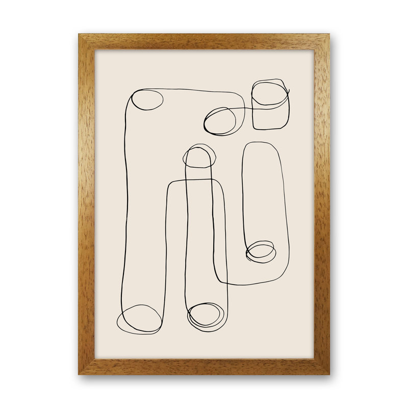 Abstract Line Doodles - Print, 46cm H x 34cm W x 3cm D, Oak Frame
