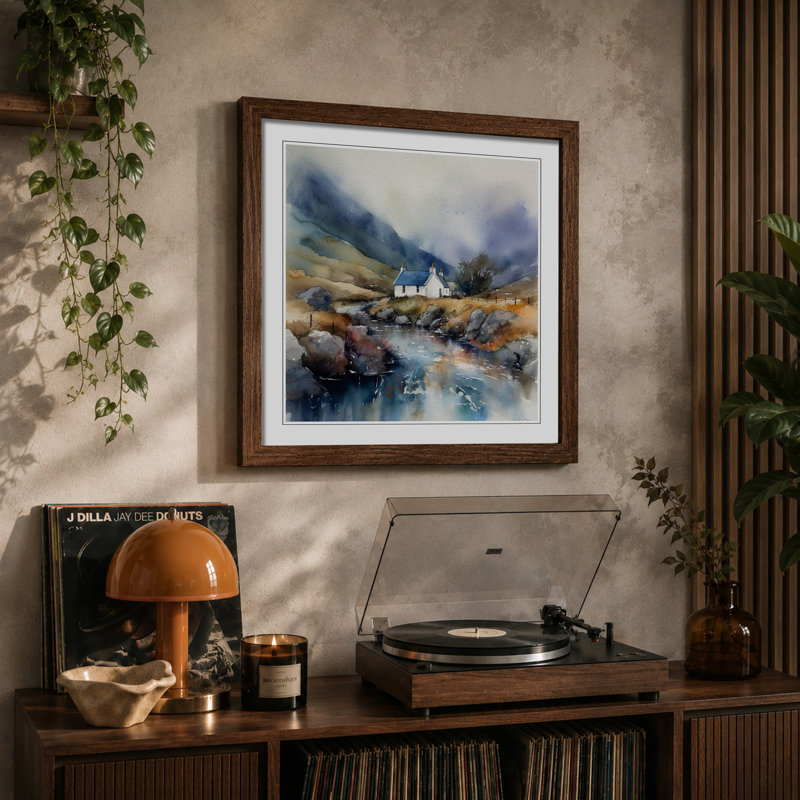 Scotland Watercolour - Framed Print, Walnut