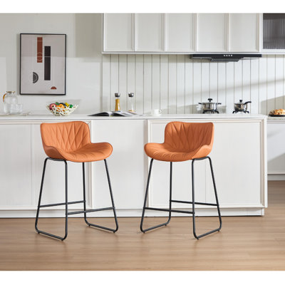 Upholstered Counter Stool with Metal Frame