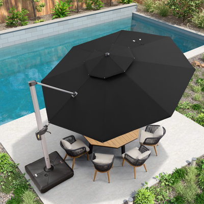 Burgue  13 FT Round Cantilever Umbrella,Black