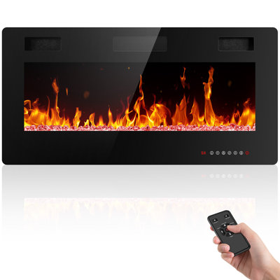 Wall-Mounted ** Electric Fireplace Insert with Remote