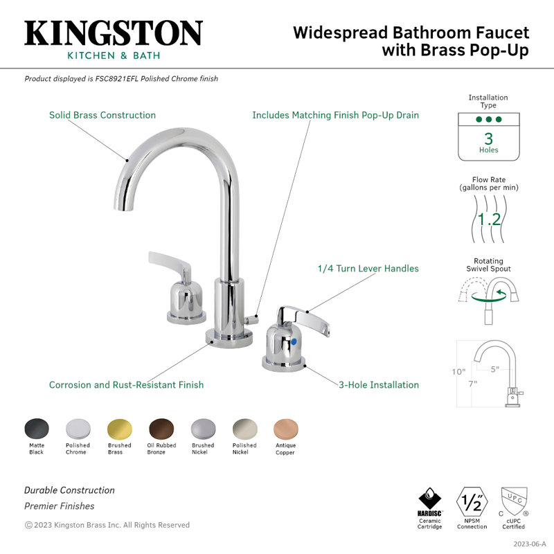 Widespread Bathroom Faucet, Satin Brass