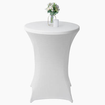 Restaurantware-Table Tek 36 x 43 Inch Round Table Covers, 1 Washable Spandex Tablecloths - Wrinkle-Free, Durable, White Polyester Fitted Tablecloths, For Parties, Banquets, or Weddings,