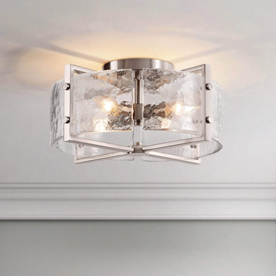 Brinkmann 4-Light Metal Frame Textured Glass Panels Flush Mount