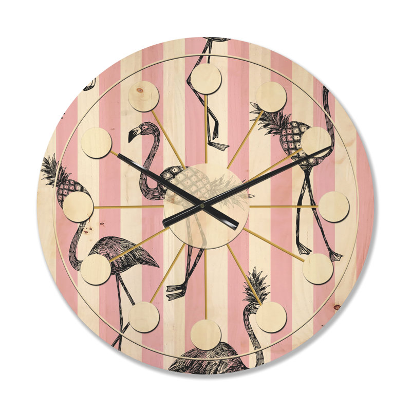 Flamant rose sur horloge murale Mid-Century, Moyen