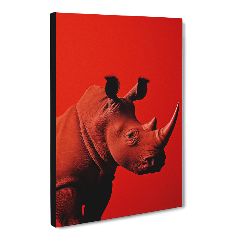 Rhino Minimalism Art - Wrapped Canvas, 50cm H x 35cm W x 3cm D