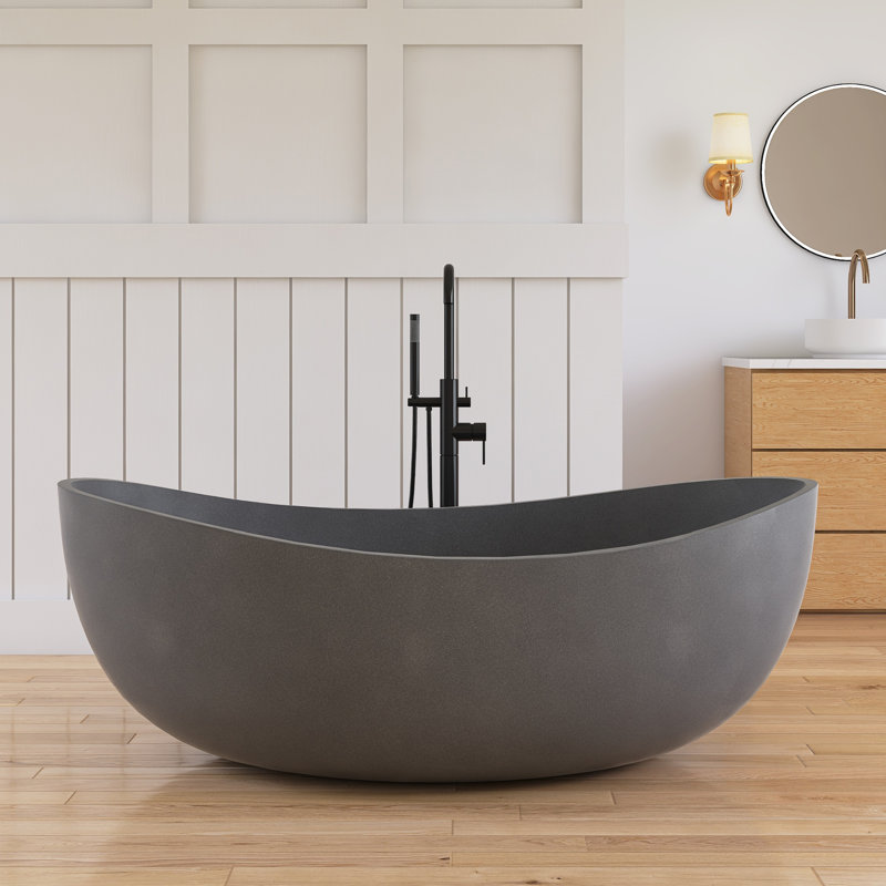 Baignoire de trempage extérieure en béton à surface solide en ciment 63 po Forma