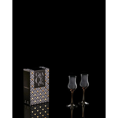 Handblown Rituals Grappa Wine Glasses Set of 2 - Crystal Clear Handcrafted Glasses for Tequila Whiskey