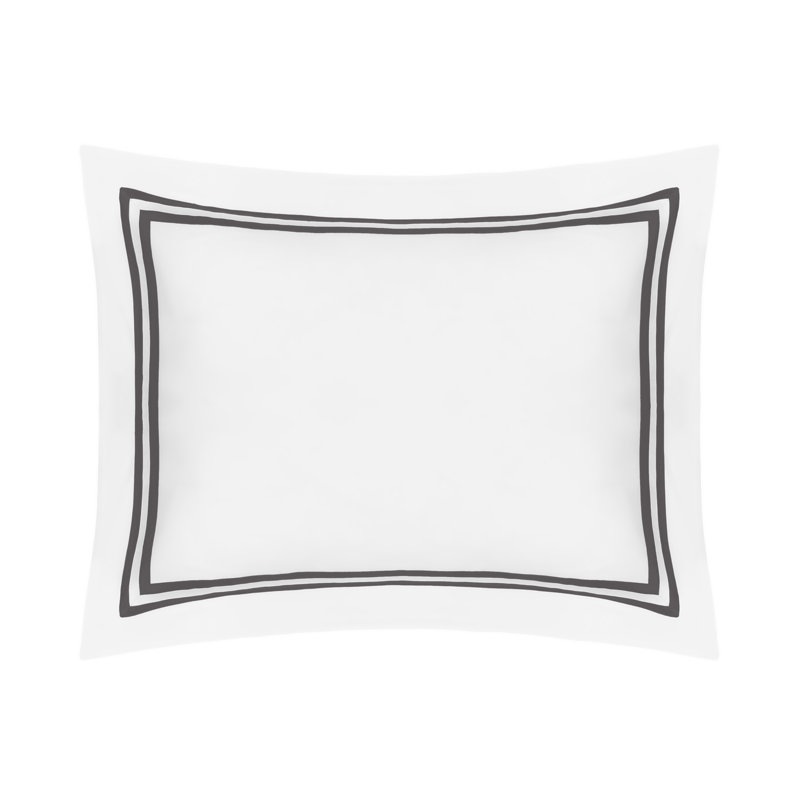 Ribbons 100% Cotton Sham, White/Grisaglia Gray, Euro