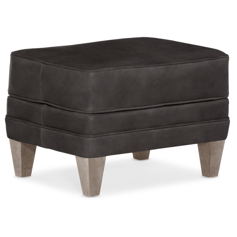 Willow Ottoman, Stone, Aline Fumo Genuine Leather