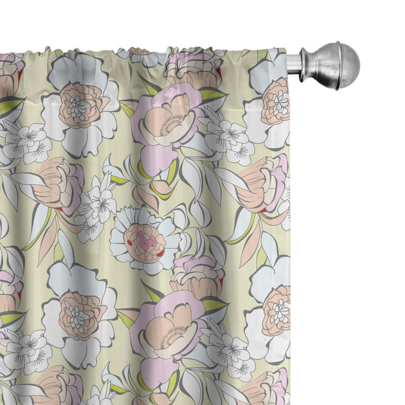 Floral Semi-Sheer Rod Pocket Curtain Panels, 28" x 95"