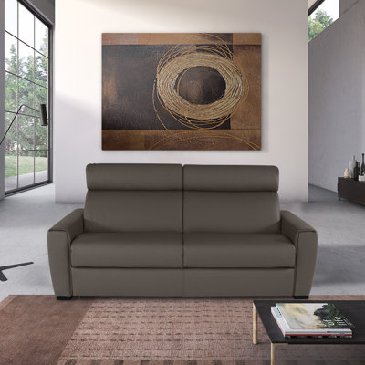 Capozzi 85" Italian Top Grain Leather Queen Sofa Bed with Memory Foam Mattress