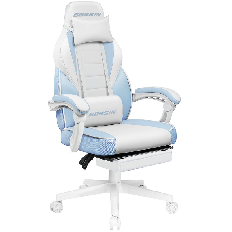 Chaises de jeu BOSIN avec repose-pieds, chaises de jeu d'ordinateur ergonomiques avec support lombaire, Gris/noir