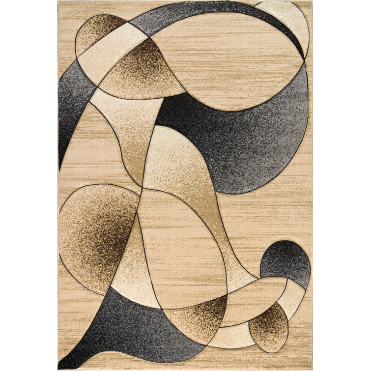 Tapis brun / gris à motif abstrait Nekizia