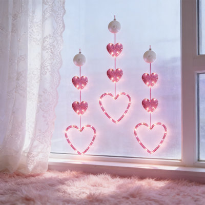 3pc Lumière de rideau à ventouse à DEL avec abat-jour en forme de décoration de fête, décoration de salle de mariage, décoration suspendue