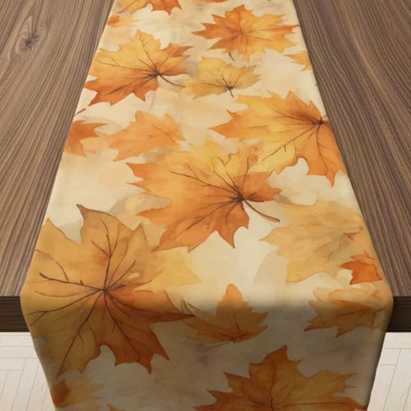 Décoration d'automne - Chemin de table en feuilles d'érable pour la décoration de l'Action de grâce