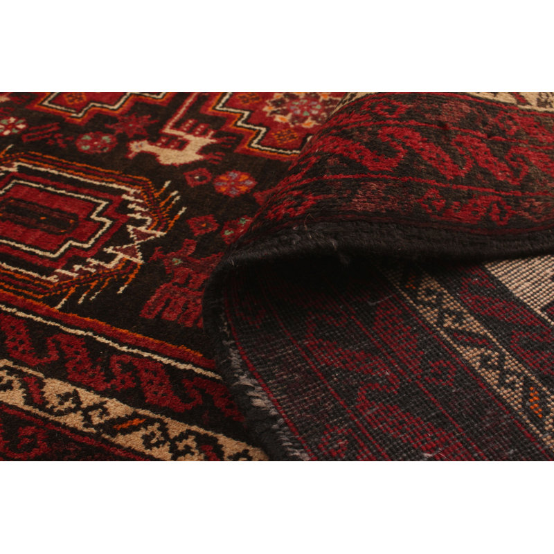 One-of-a-Kind 3'3" x 6'10" 1980s Runner Wool Area Rug in Red