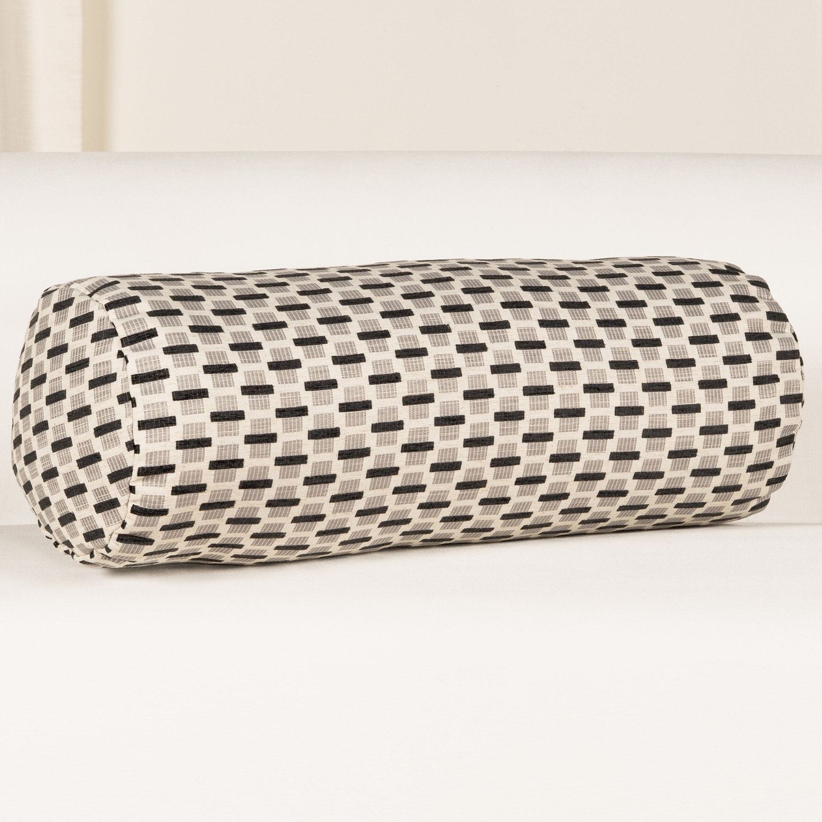 Hansah Throw Pillow, Gray Geometric 2, Polyester, Bolster 8"H x 21"W