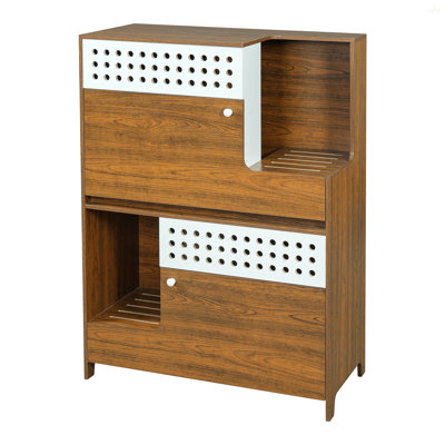 Ensemble de meubles 2 en 1 pour chat 2 en 1, table d'appoint pour litière pour chat, maison pour chat avec rangement, pour 2 petits et moyens chats