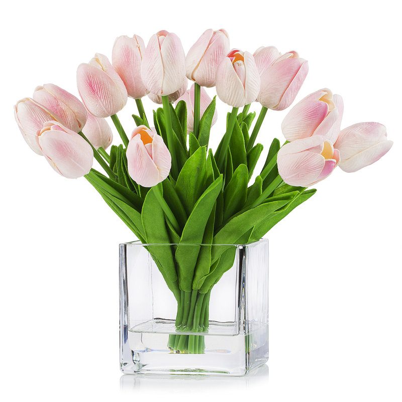 Tulip Arrangement in Vase, Pink