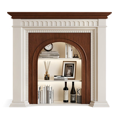 White Solid Wood Freestanding Fireplace